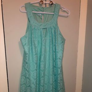 Teal blue lace dress